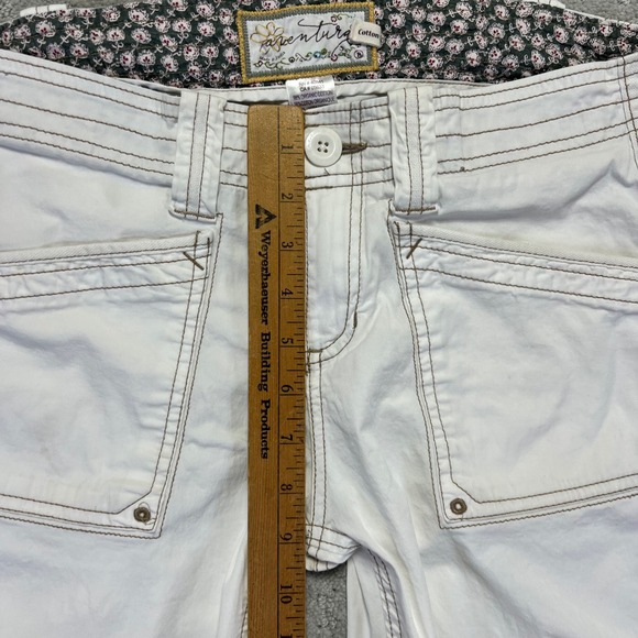 Aventura Pants Womens 8 White Organic Cotton Roll Up Capri Crop Utility Gorpcore - Picture 13 of 16